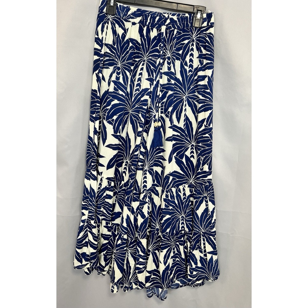 True Destinations Resort Wear Tropical Print Wide Leg Pants Boho‎ Women's Sz M